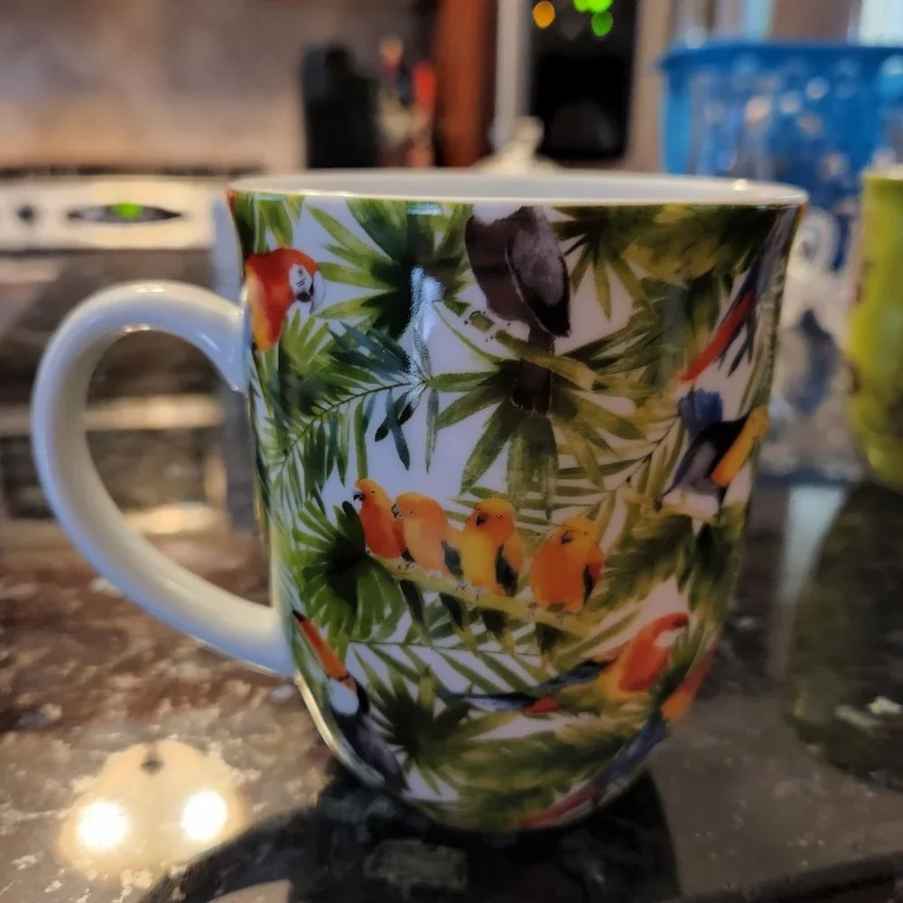 COPY - 2 Creative Tops Ltd Parrot Toucan Tropical Mug and tropical birds